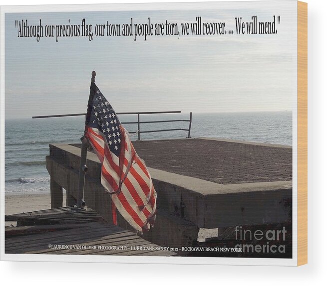 Hurricane Wood Print featuring the photograph American Flag by Laurence Oliver