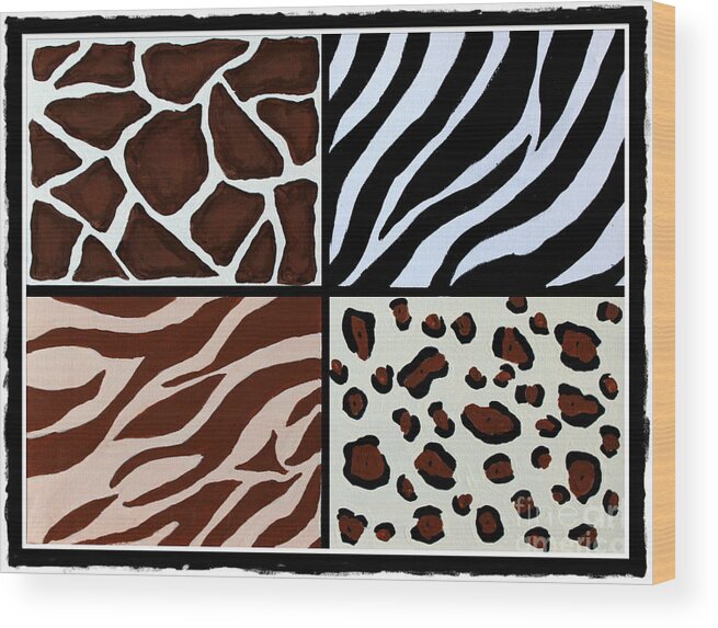 Animal Patterns - Zebra - Giraffe - Leopard - Tiger Wood Print by Barbara A  Griffin - Fine Art America