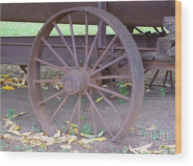 Wheel Wood Print featuring the photograph Antique Metal Wheel by Mary Deal