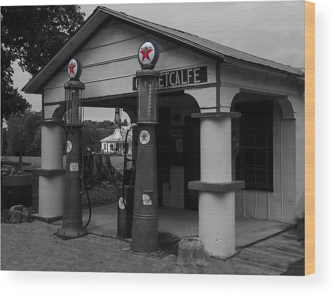 Gilbert & Barker T176 Wood Print featuring the photograph Antique Texaco Visible gas pumps by Flees Photos