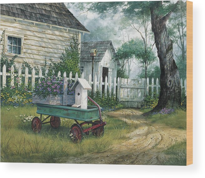 Antique Wood Print featuring the painting Antique Wagon by Michael Humphries