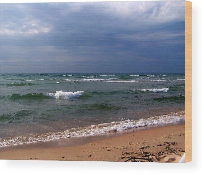 Lake Michigan Wood Print featuring the photograph Approaching Storm Over Lake Michigan by Kathleen Luther