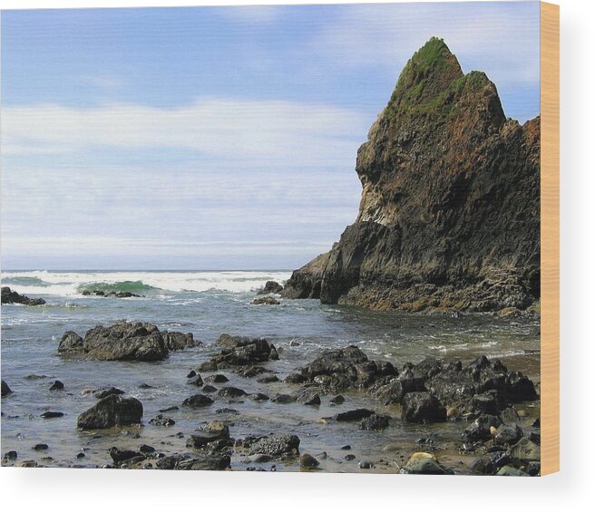 Arcadia Beach Wood Print featuring the photograph Arcadia Beach Rocks by Will Borden