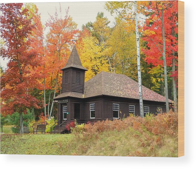 Church Wood Print featuring the photograph Autumn Chapel by Elaine Franklin