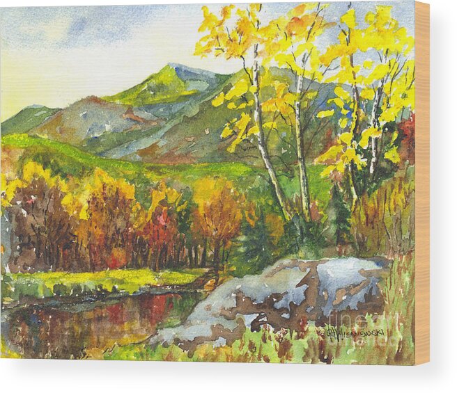 Watercolor Wood Print featuring the painting Autumn's Showpiece by Carol Wisniewski