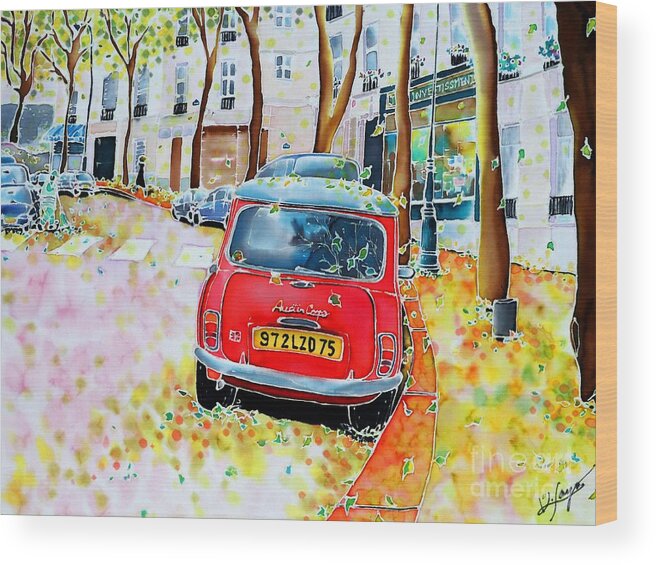 Paris Wood Print featuring the painting Avenue Junot in autumn by Hisayo OHTA
