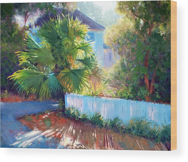 Palmetto Wood Print featuring the painting Backlit Palmetto by Armand Cabrera