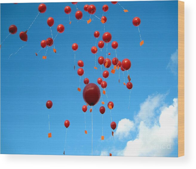 Up Wood Print featuring the photograph Balloons in the Air by Amanda Mohler