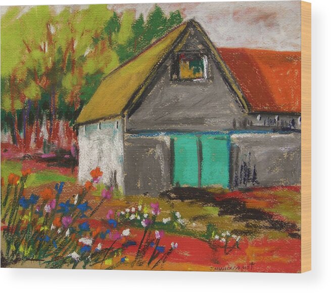 Barn Wood Print featuring the painting Barn Off From the Garden by John Williams