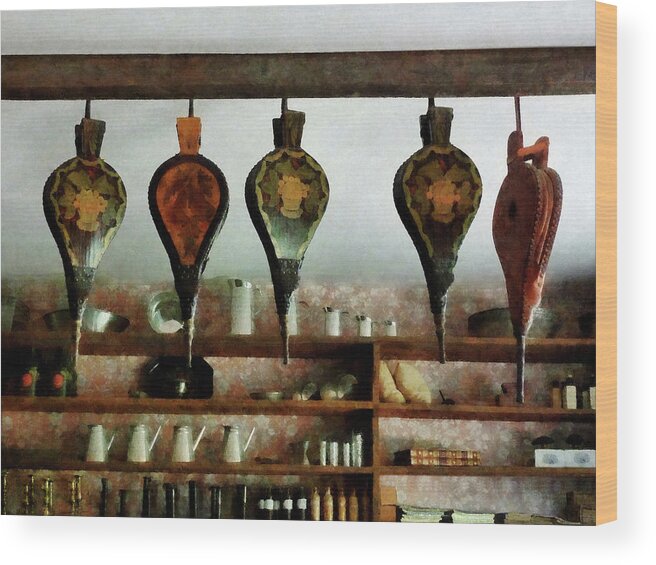 Shelf Wood Print featuring the photograph Bellows in General Store by Susan Savad