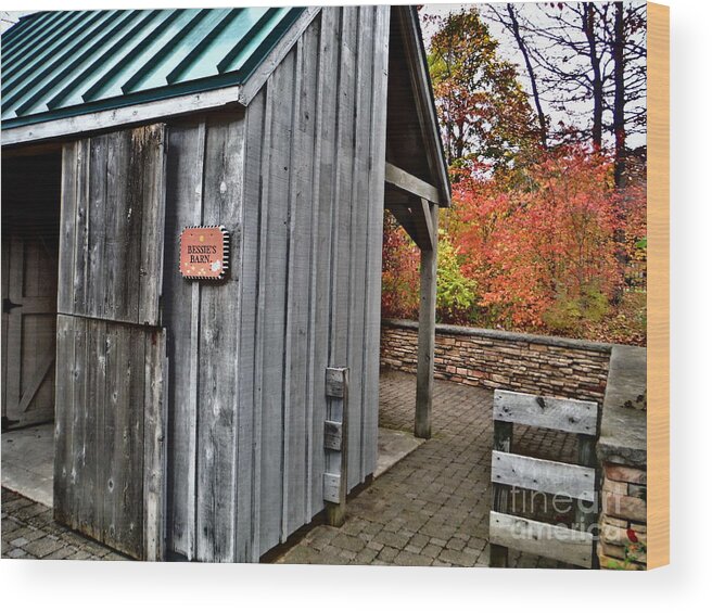 Bessies Barn In Autumn Wood Print featuring the photograph Bessies Barn In Autumn by Paddy Shaffer
