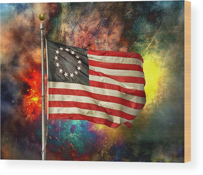 Betsy Ross Flad Wood Print featuring the photograph Betsy Ross Flag by Steven Michael