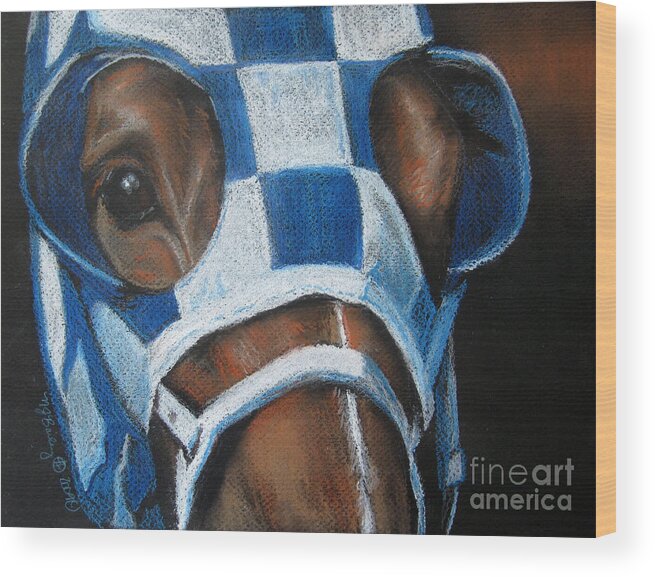 Secretariat Wood Print featuring the pastel Big Red by Nancy J Bailey