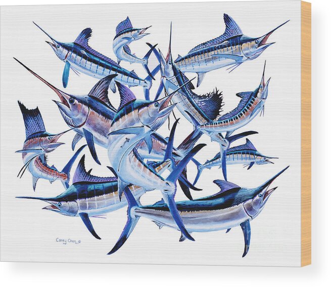 Billfish Wood Print featuring the painting Bills OFF0044 by Carey Chen