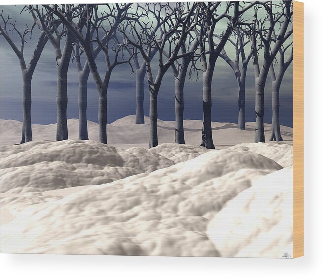 Snow Wood Print featuring the digital art Birches in the Snow by Michele Wilson