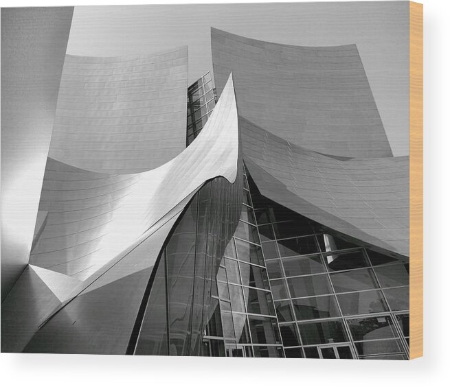 Concert Hall Wood Print featuring the photograph Black and White Curves by Jenny Hudson