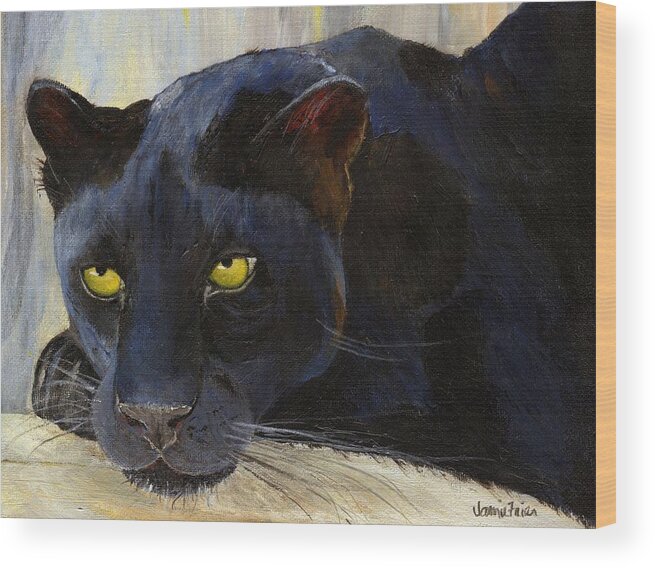 Black Cat Wood Print featuring the painting Black Cat by Jamie Frier