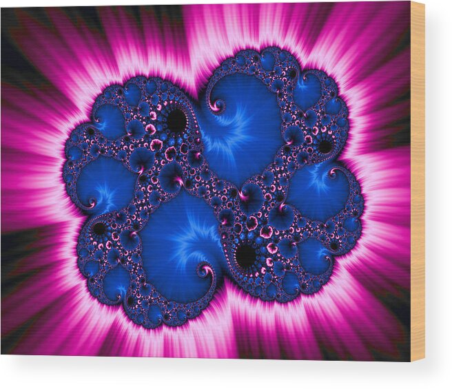 Blue Wood Print featuring the photograph Blue and pink fractal explosion abstract digital art by Matthias Hauser