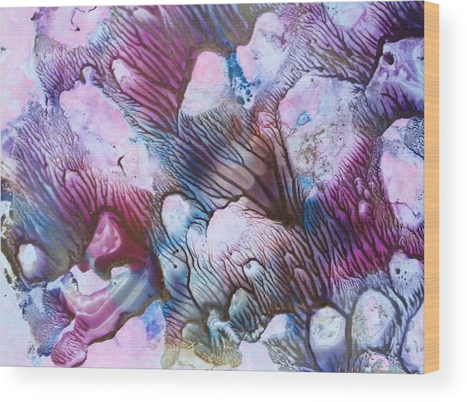 Abstract Undersea Scape Wood Print featuring the painting Blue Coral by John Vandebrooke