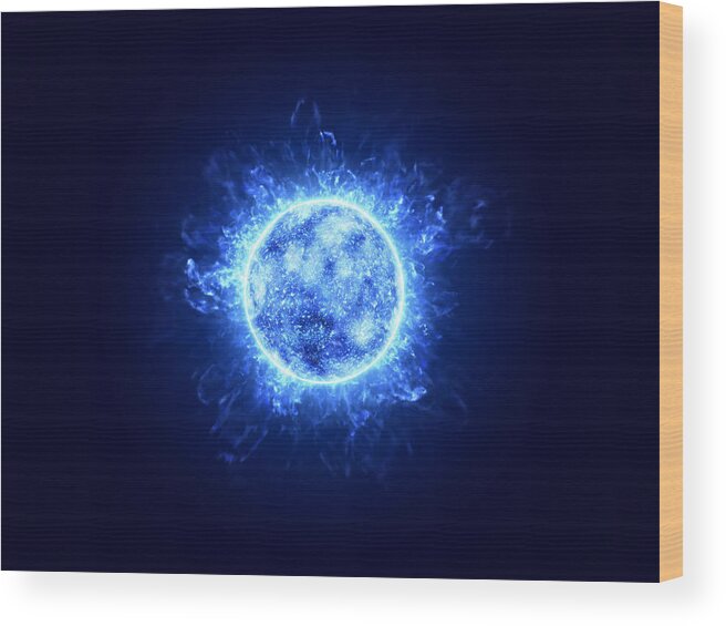 Inferno Wood Print featuring the photograph Blue Hot Sun by Aryos