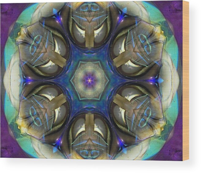 Mandalas Wood Print featuring the digital art Blue Light Angel Mandala by Diane Lynn Hix