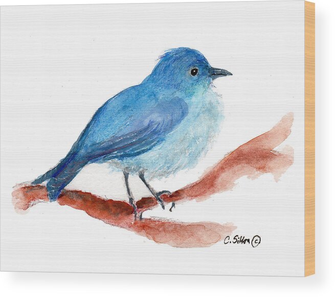 C Sitton Painting Paintings Wood Print featuring the painting Bluebird by C Sitton