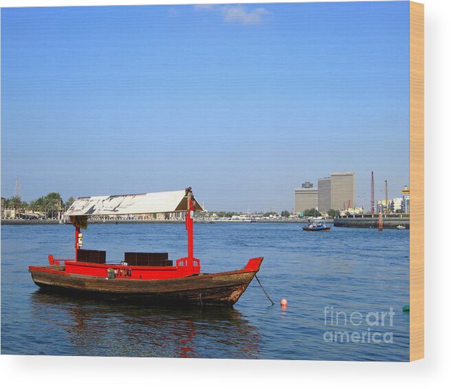 Background Wood Print featuring the photograph Boat on the River by Amanda Mohler