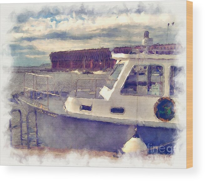 Maritime Wood Print featuring the digital art Boats Docked At Marquette Harbor by Phil Perkins