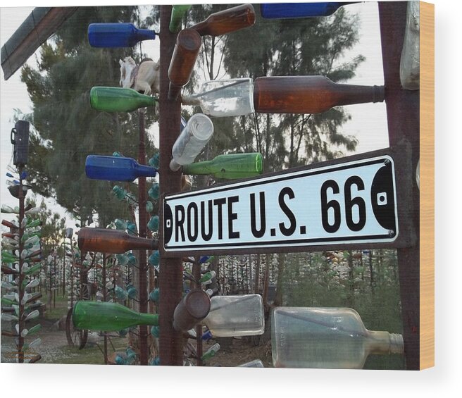 Bottle Trees Wood Print featuring the photograph Bottle Trees Route 66 by Glenn McCarthy Art and Photography