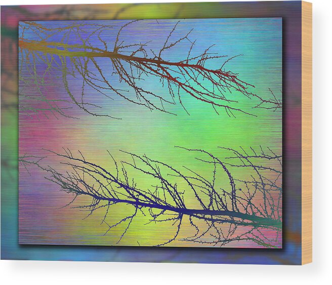 Abstract Wood Print featuring the digital art Branches In The Mist 97 by Tim Allen