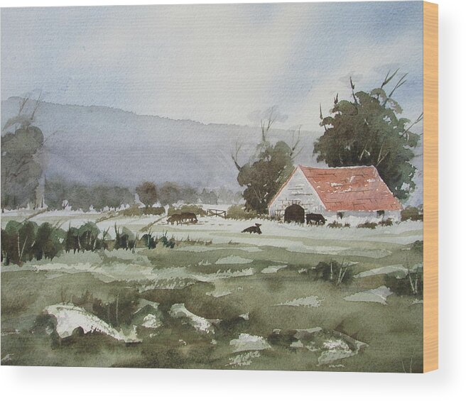 Watercolour Wood Print featuring the painting Breckon view by Raymond Mcsharry
