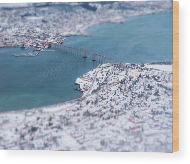 Tromso Wood Print featuring the photograph Bridge At Tromso With Miniature Effect by Coolbiere Photograph