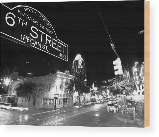 Austin Wood Print featuring the photograph Bright Lights at Night by John Gusky