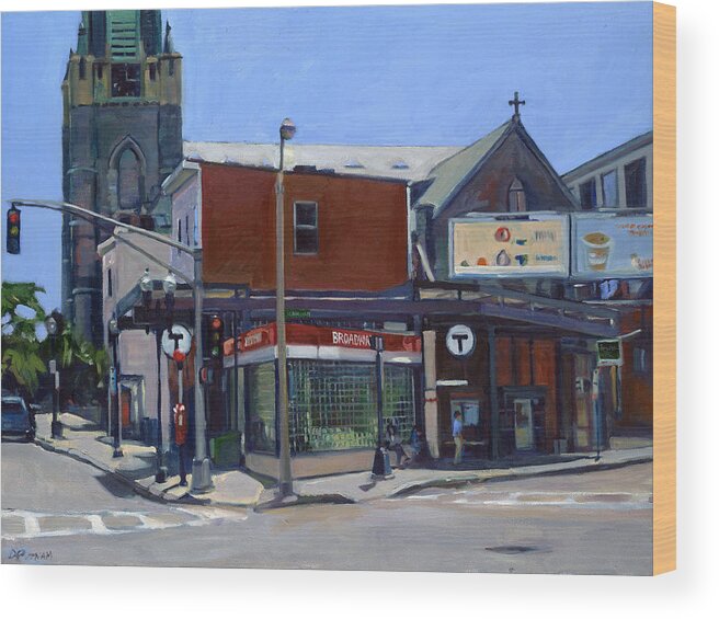 Broadway Wood Print featuring the painting Broadway Station by Deb Putnam
