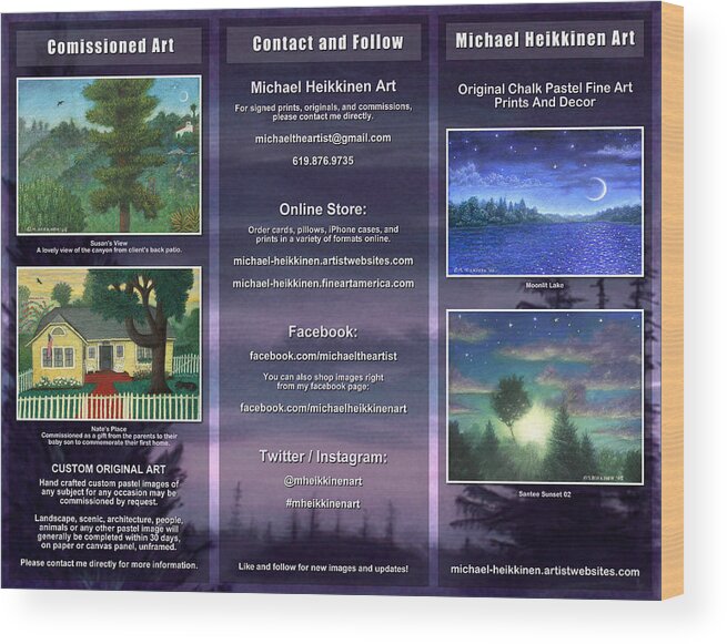 Brochure Wood Print featuring the pastel Brochure 2015 - Exterior by Michael Heikkinen