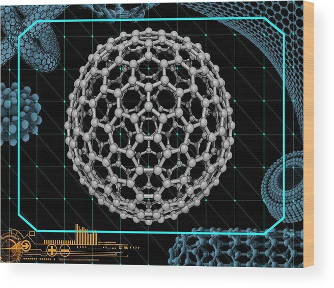 Allotrope Wood Print featuring the photograph Buckyball C320 Molecule by Laguna Design/science Photo Library