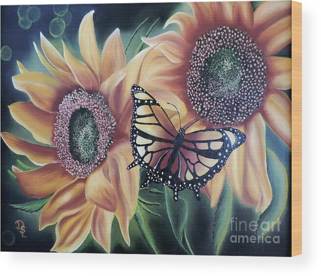 Butterfly Wood Print featuring the painting Butterfly series 5 by Dianna Lewis