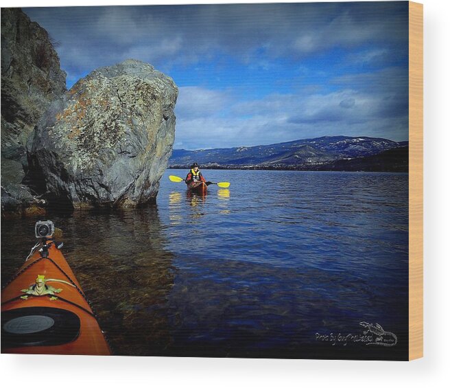 Kayaking Wood Print featuring the photograph ByTheRock by Guy Hoffman