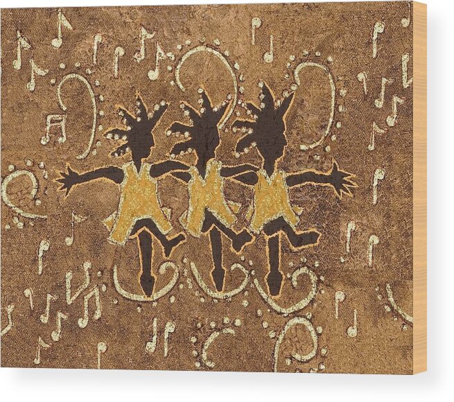 Print Wood Print featuring the painting Can Can dancers by Katherine Young-Beck