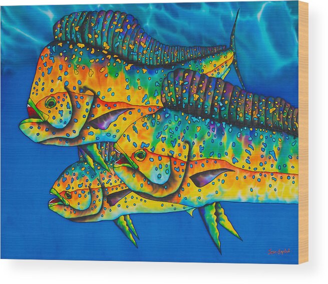Mahi Mahi Wood Print featuring the painting Caribbean Mahi Mahi - Dorado Fish by Daniel Jean-Baptiste
