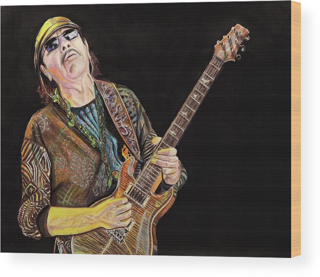 Carlos Santana Wood Print featuring the painting Carlos Santana by Chris Benice