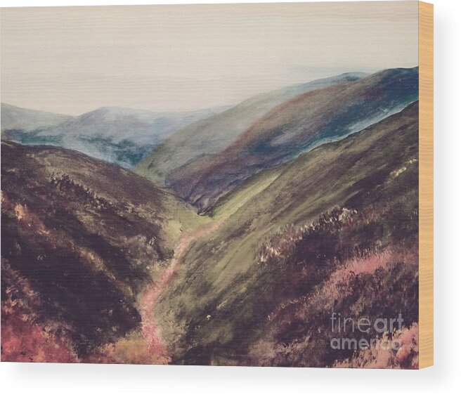 Carpathian Wood Print featuring the painting Carpathian Valleys by Trilby Cole