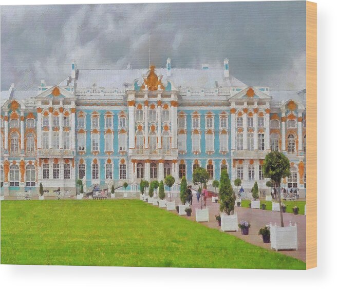 Architecture Wood Print featuring the digital art Catherine's Palace in Saint Petersburg by Digital Photographic Arts