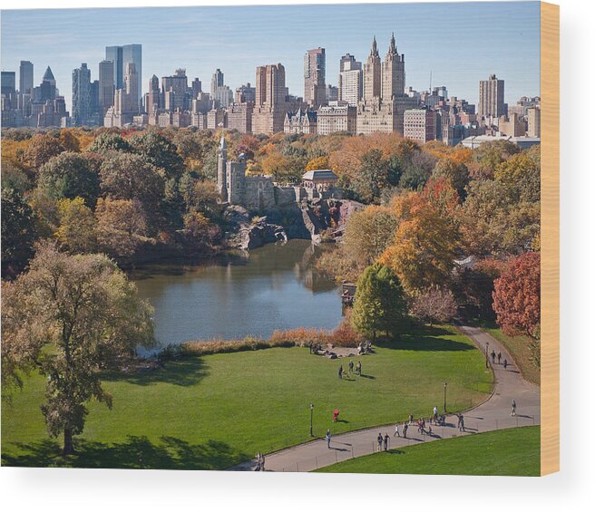 Belvedere Castle Wood Print featuring the photograph Central Park West Skyline in Autumn by Photo by Scott Dunn