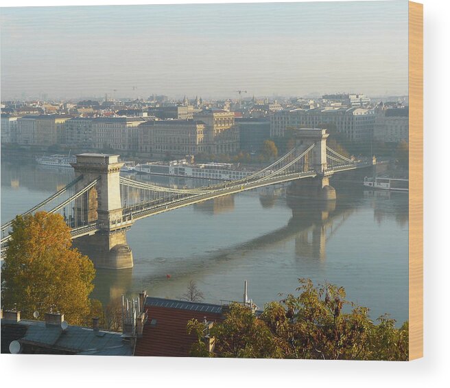 Tranquility Wood Print featuring the photograph Chain Bridge by Ilona Nagy