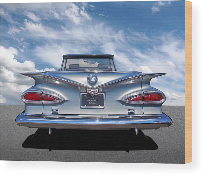 Chevrolet Impala Wood Print featuring the photograph Chevrolet Impala 1959 Shining in the Light by Gill Billington