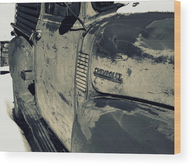  Chevrolet Wood Print featuring the photograph ARROYO Seco Chevy in Silver by Gia Marie Houck