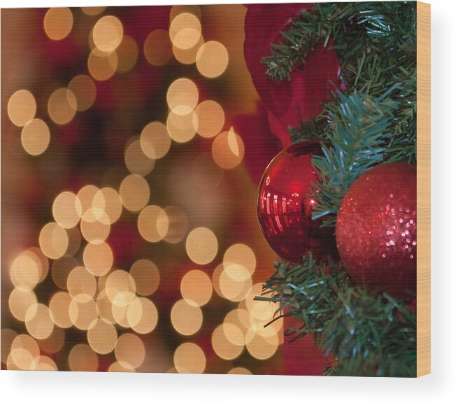Bokeh Wood Print featuring the photograph Christmas Lights by Shirley Radabaugh