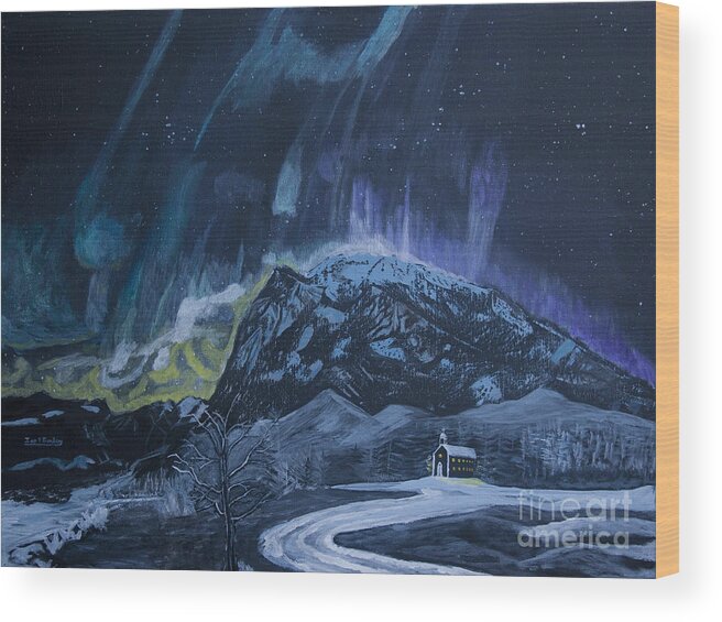 Aurora Wood Print featuring the painting Church of the Aurora by Ian Donley