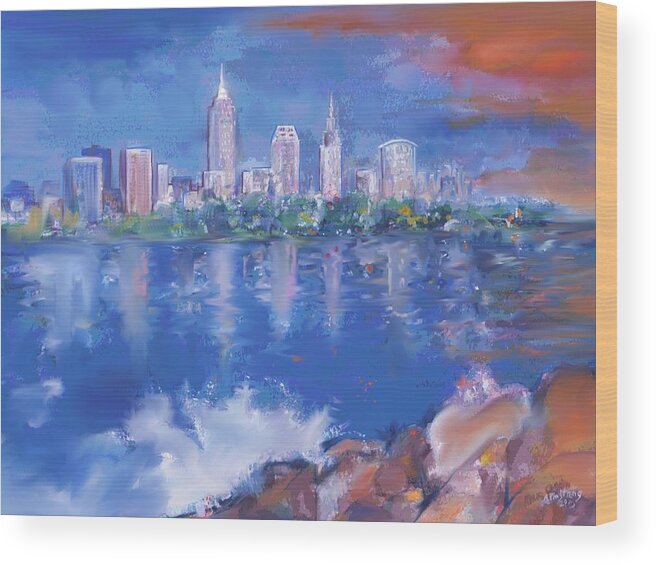 Cleveland Skyline Wood Print featuring the digital art Cleveland View by Mary Armstrong